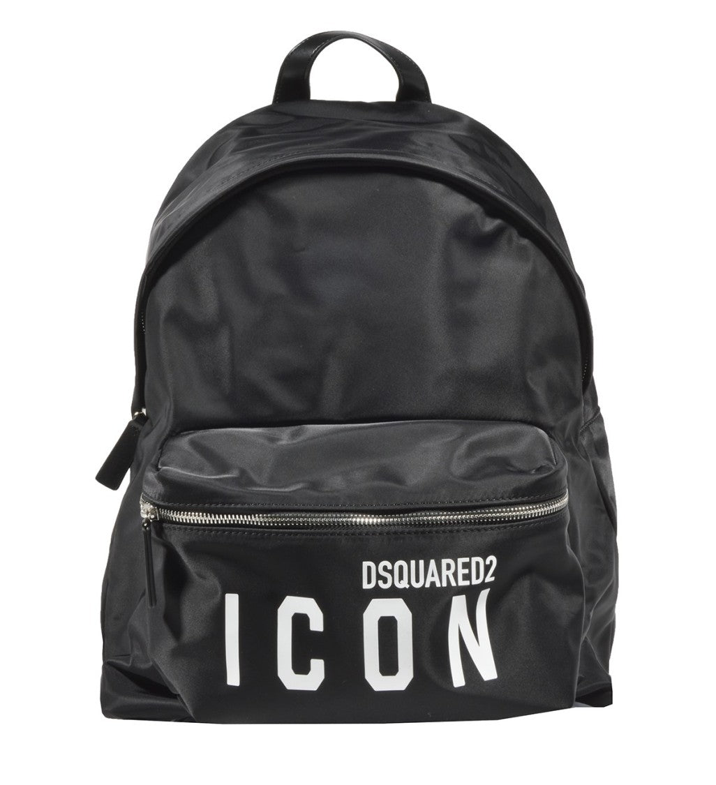 Dsquared2 Icon Backpack In Black Nylon Print