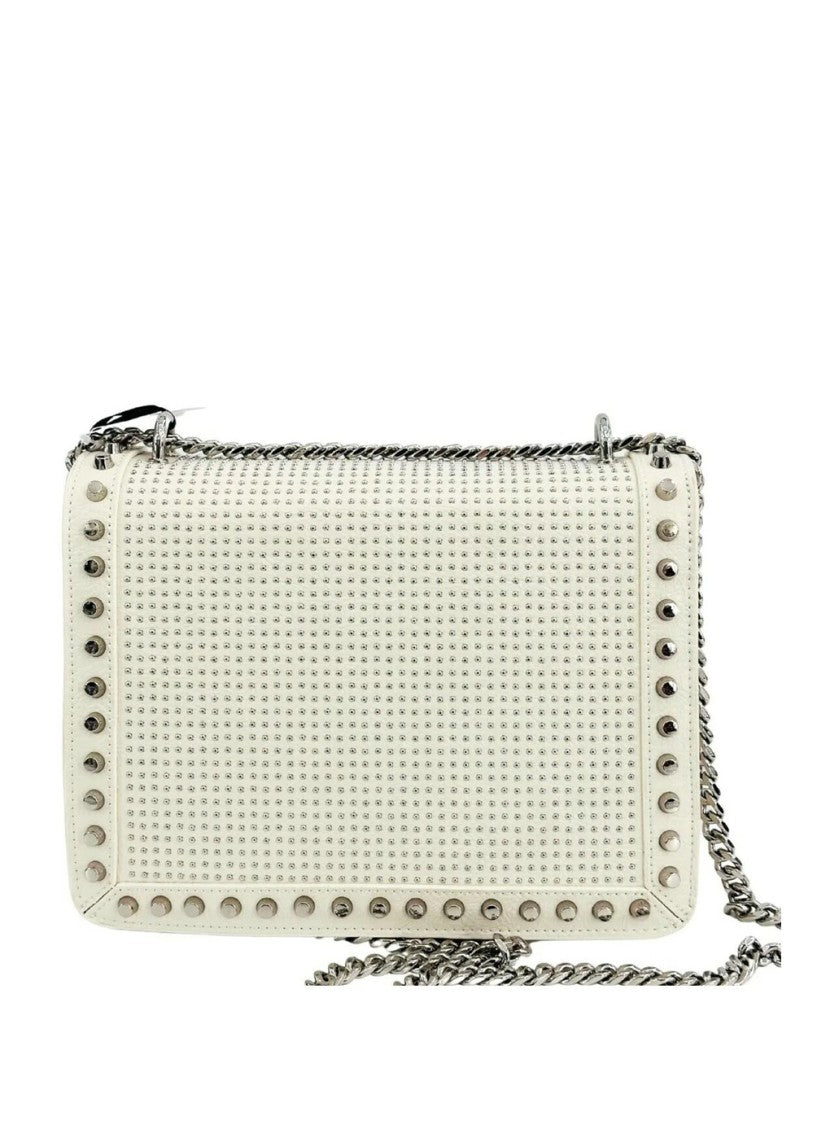 John Richmond Rectangular Structured Shoulder Bag With Perforated Design And Metallic Accents