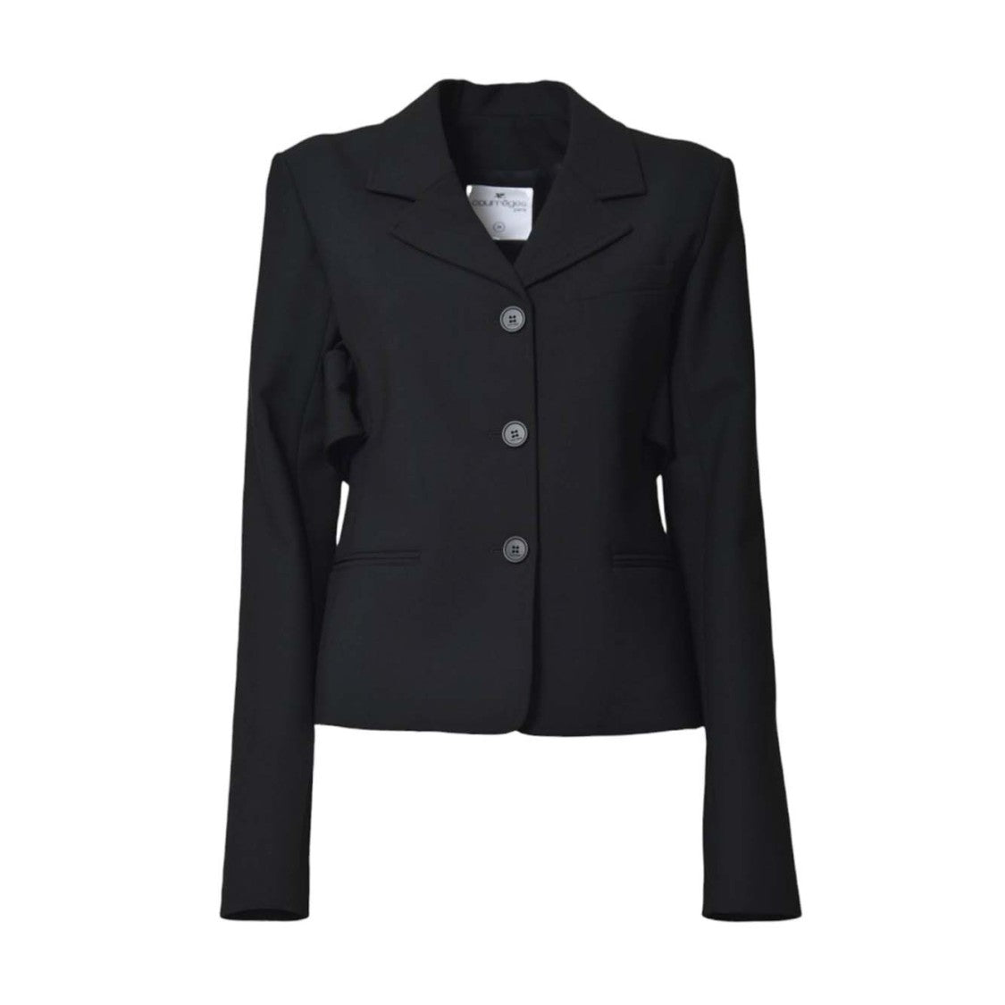 Courrèges Belted Tailored Jacket In Black Wool Blend