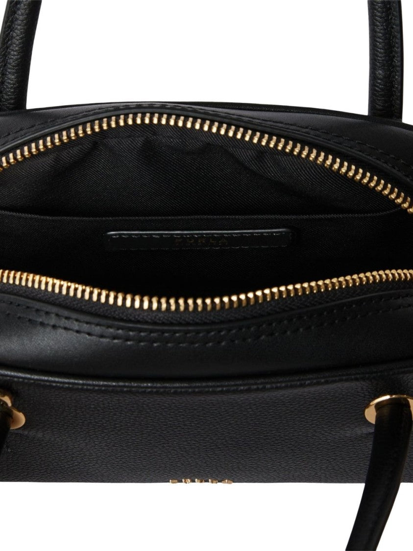 Furla Black Textured Leather Dual Handles Handbag