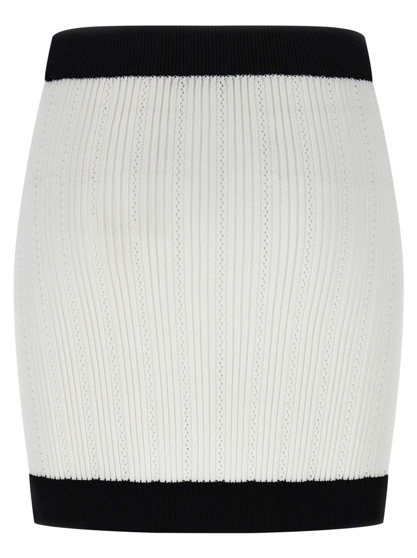 Balmain Two-Tone Stretch Viscose Crochet Miniskirt