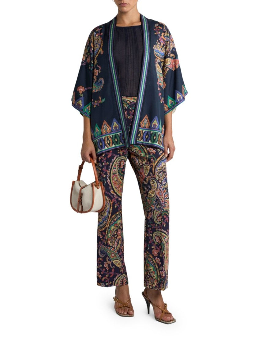 Etro Multicolor Paisley Foliage Polyester Flared Pants