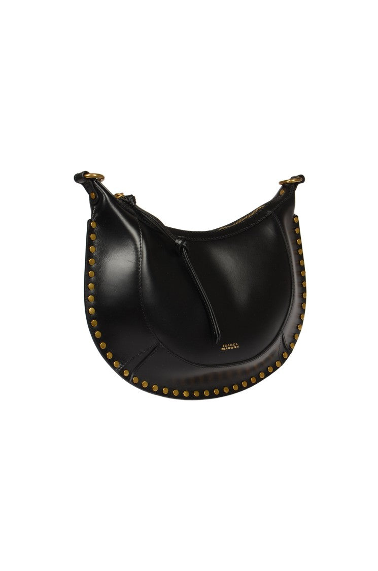Isabel Marant Crescent-Shaped Black Leather Bag With Gold Accents