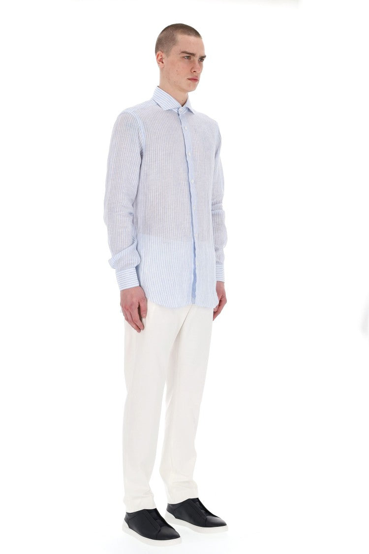 Barba Cult Line Linen Tailored Stripe Shirt