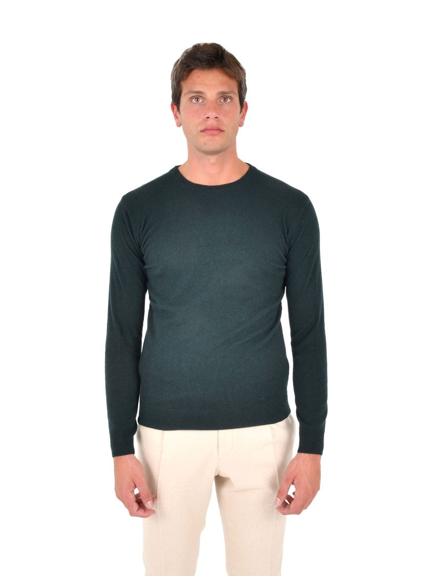 Franzese Collection Crewneck Sweater In Deep Green Wool-Cashmere Blend