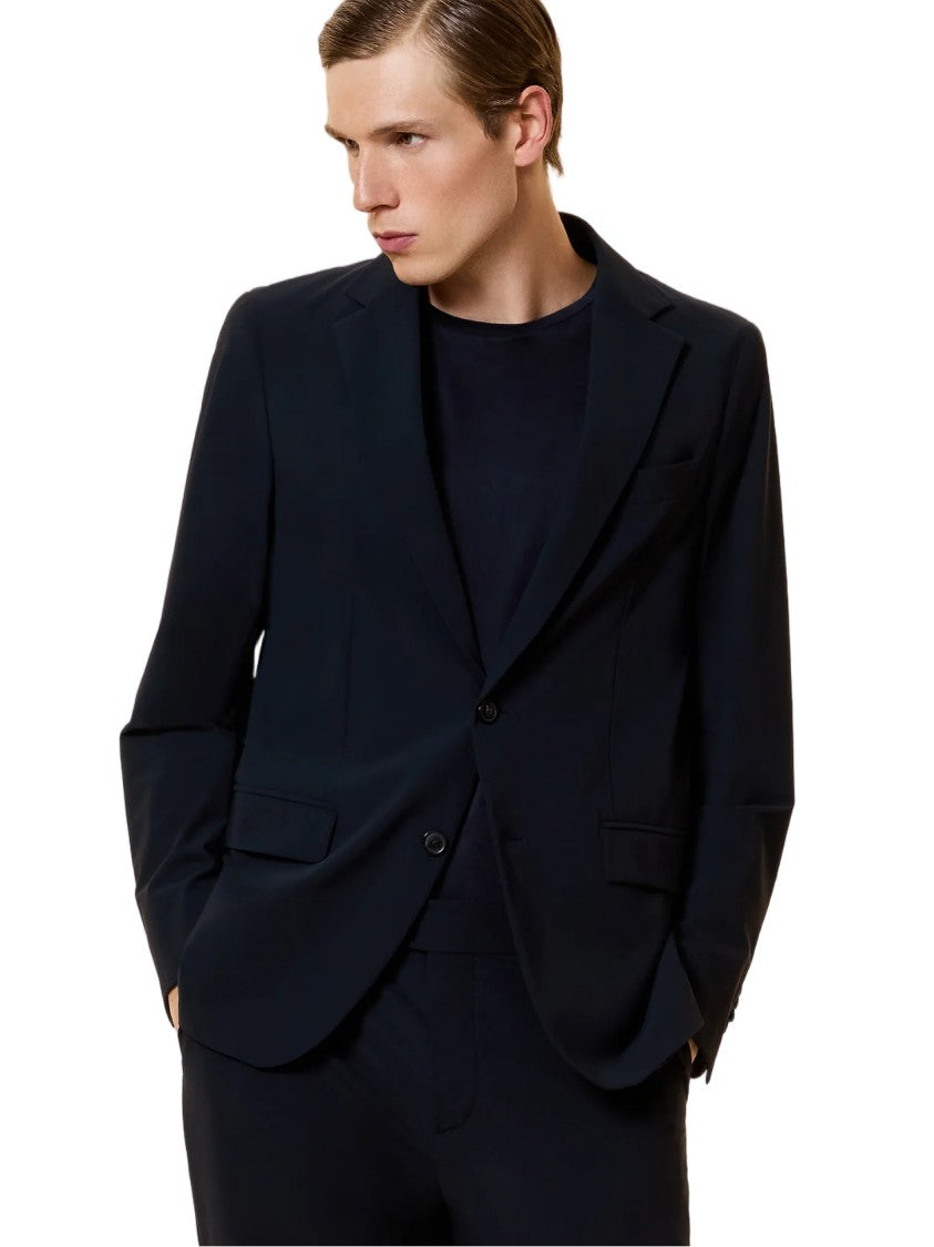 Rrd Black Surflex Single-Breasted Notched Lapel Blazer