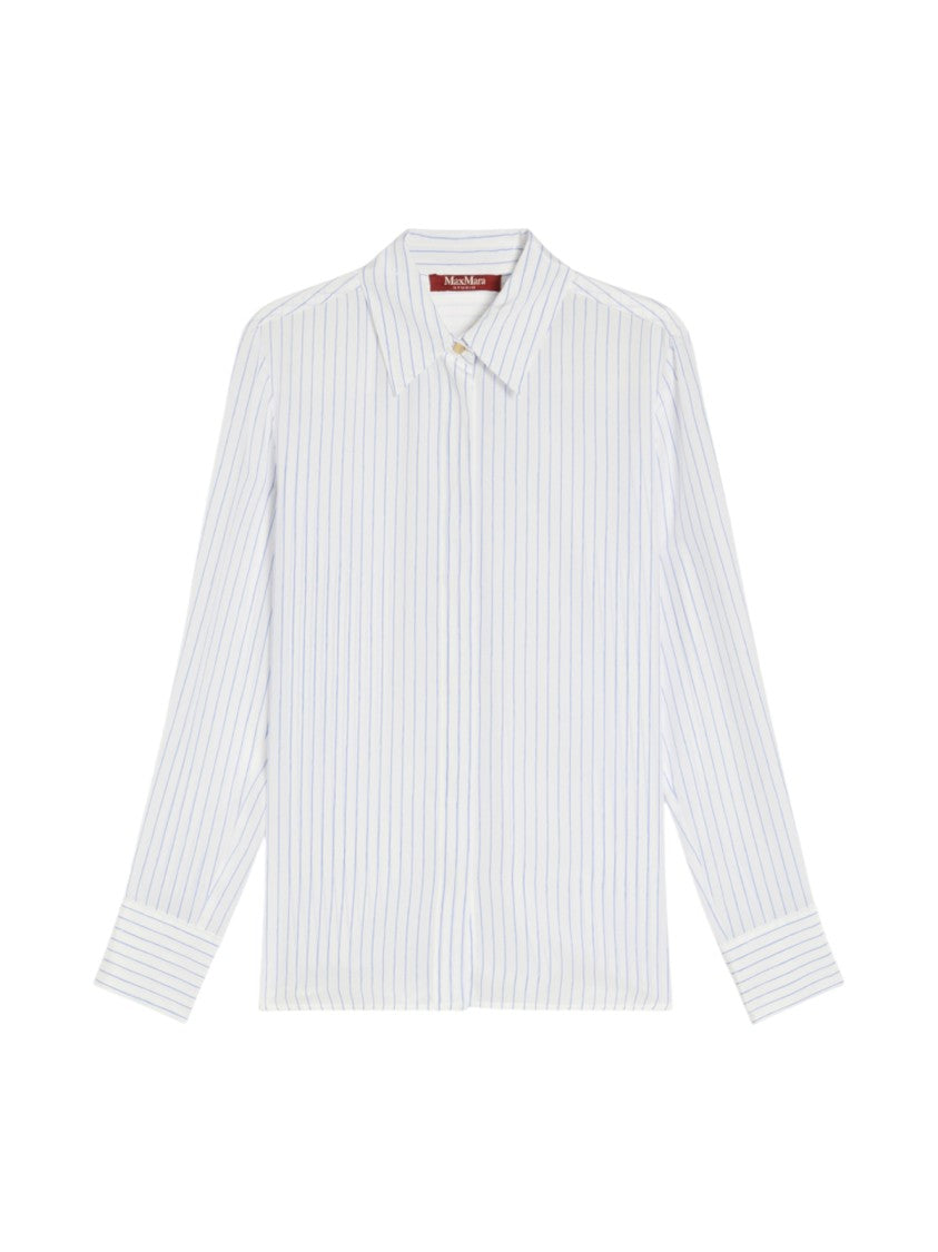Max Mara Long-Sleeve Pinstripe Shirt With Crisp Collar