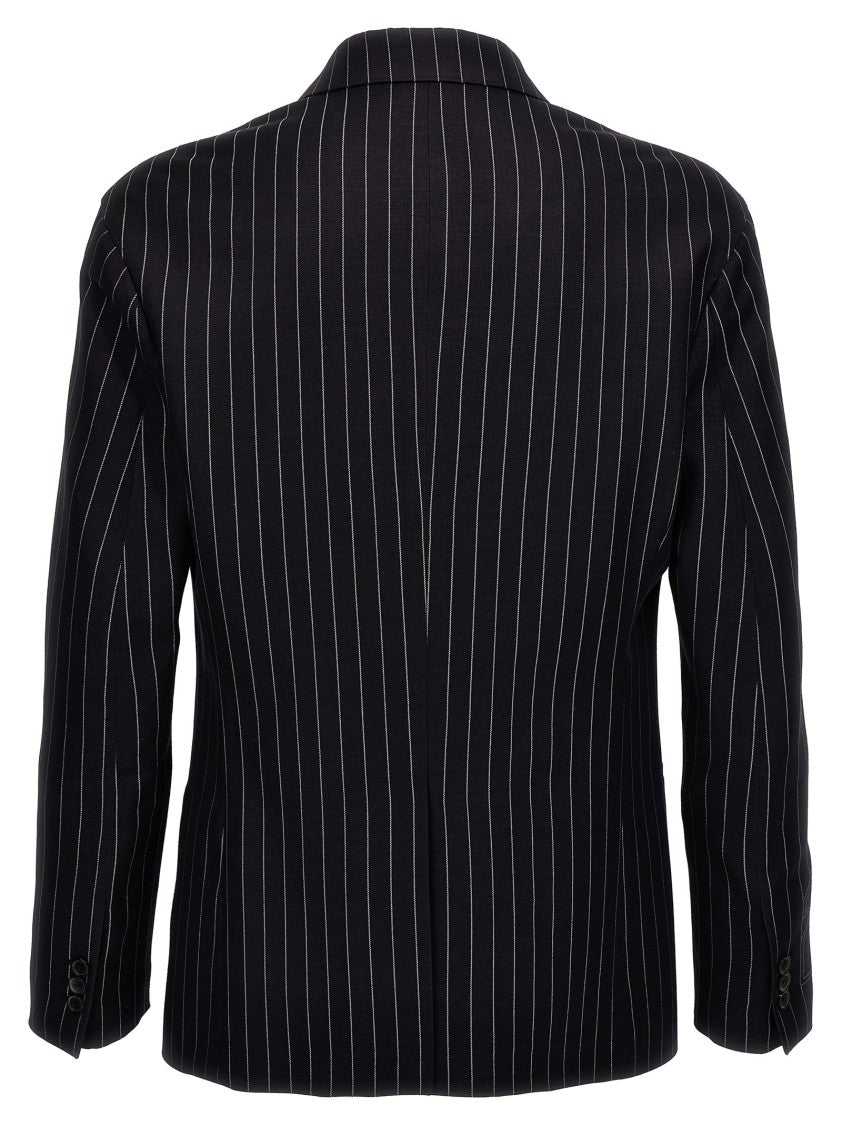 Off-White Pinstripe Pattern Wool Blend Blazer