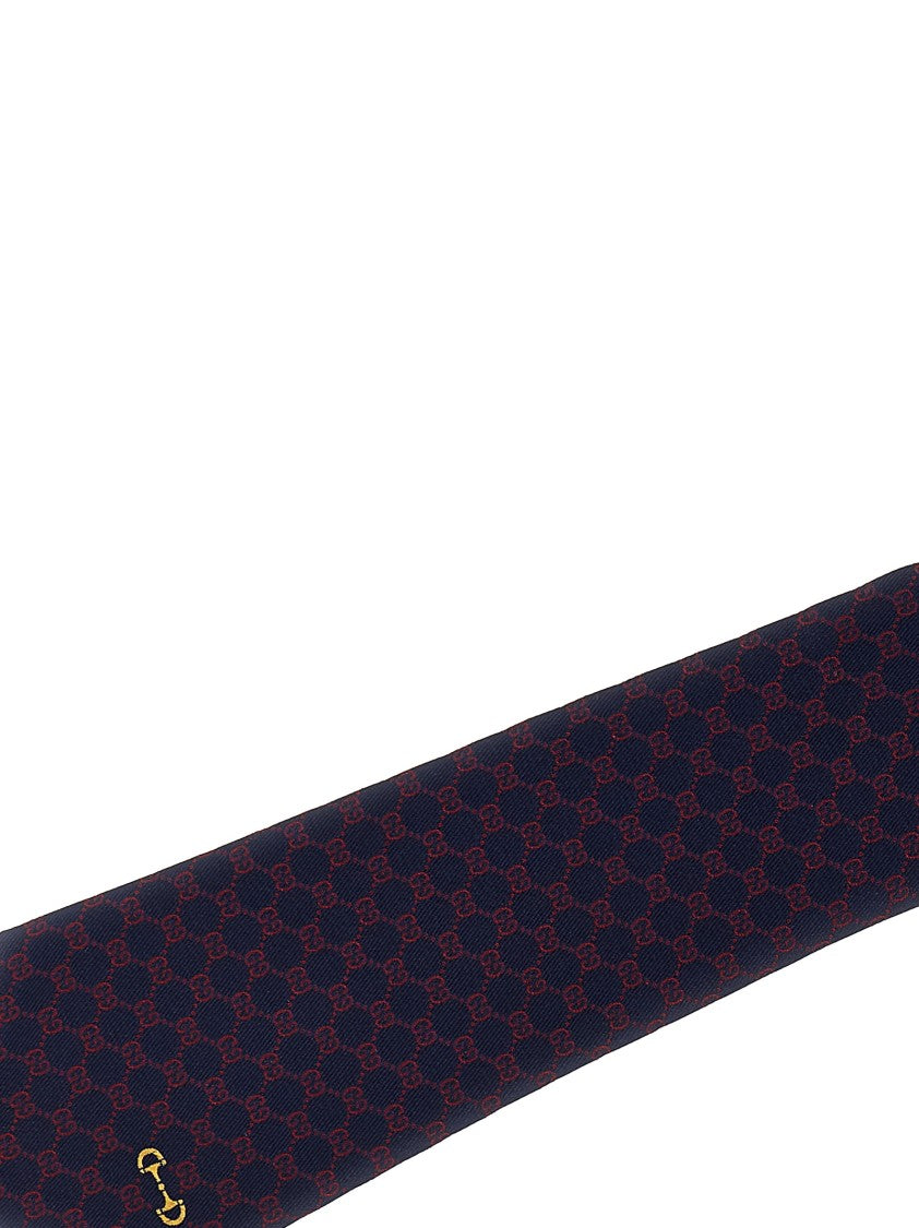 Gucci Silk Tie With Signature Logo Pattern