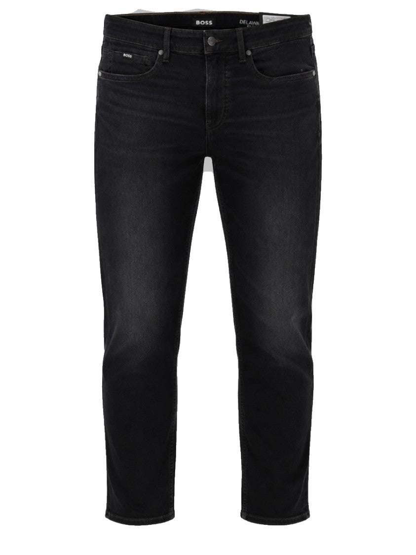 Boss Slim Fit Black Trousers With Subtle Washed Effect