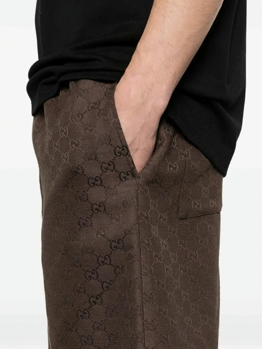 Gucci Relaxed Fit Linen-Blend Shorts With Textured Finish