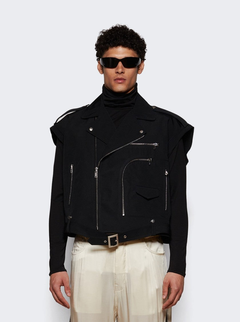 Rick Owens Cropped Jumbo Bauhaus Stooges Vest Black