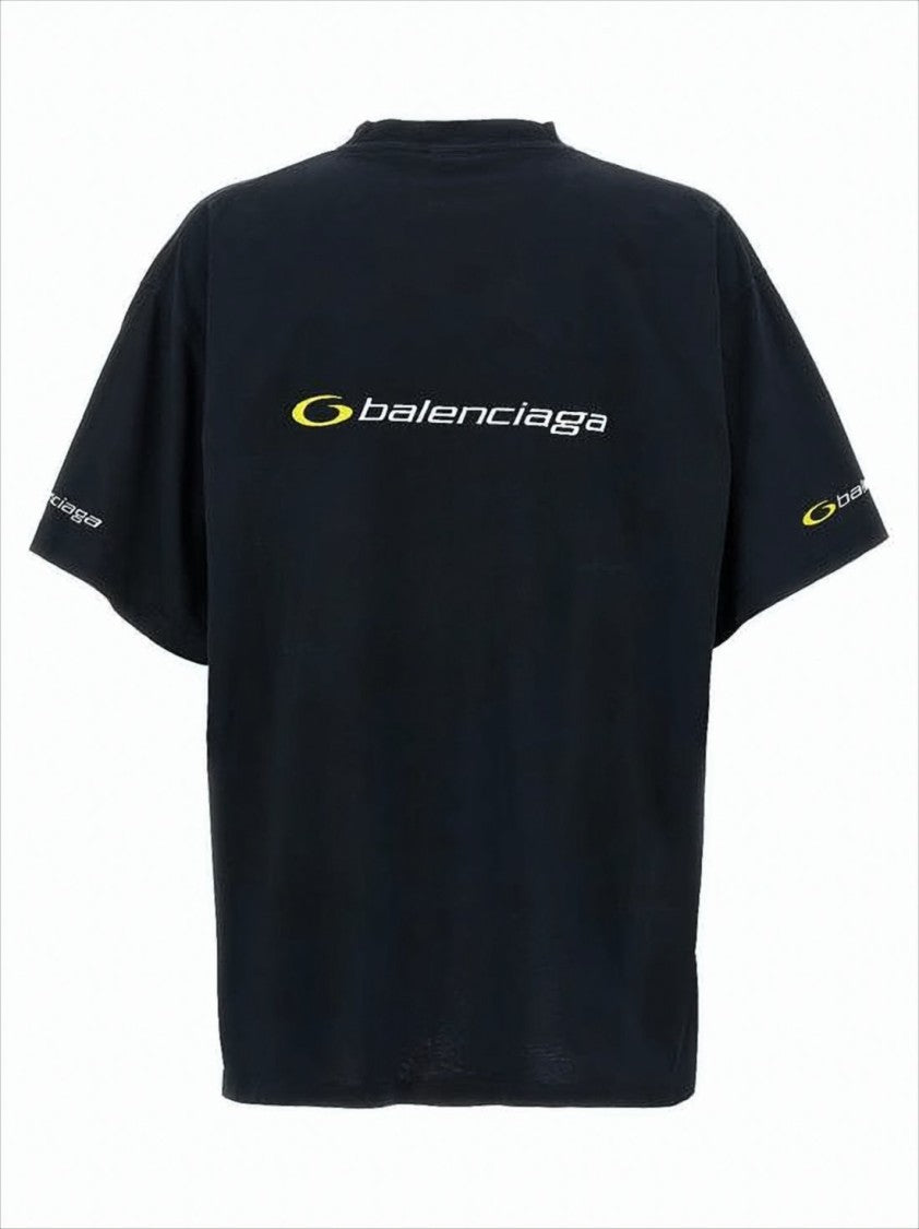 Balenciaga Boxy-Fit Black Cotton T-Shirt With Bold Logo Print