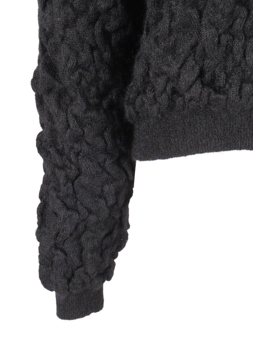 Fabiana Filippi Mohair Bomber Jacket With Embossed Butter-Colored Workmanship