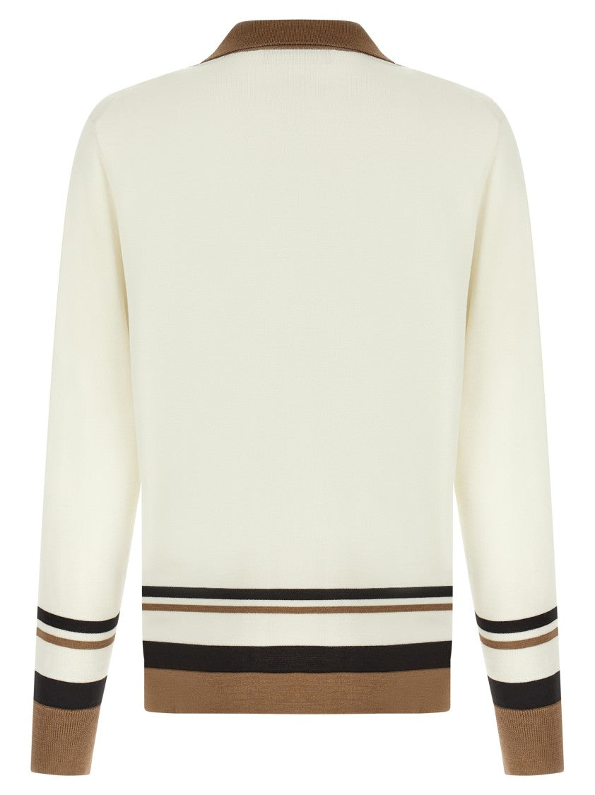 Dolce & Gabbana Logo Embroidery Cardigan In Luxurious Wool-Silk Blend