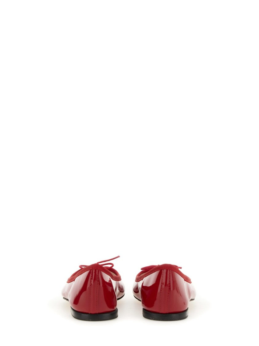 Repetto Glossy Red Ballerina Flats With Delicate Bow Detail