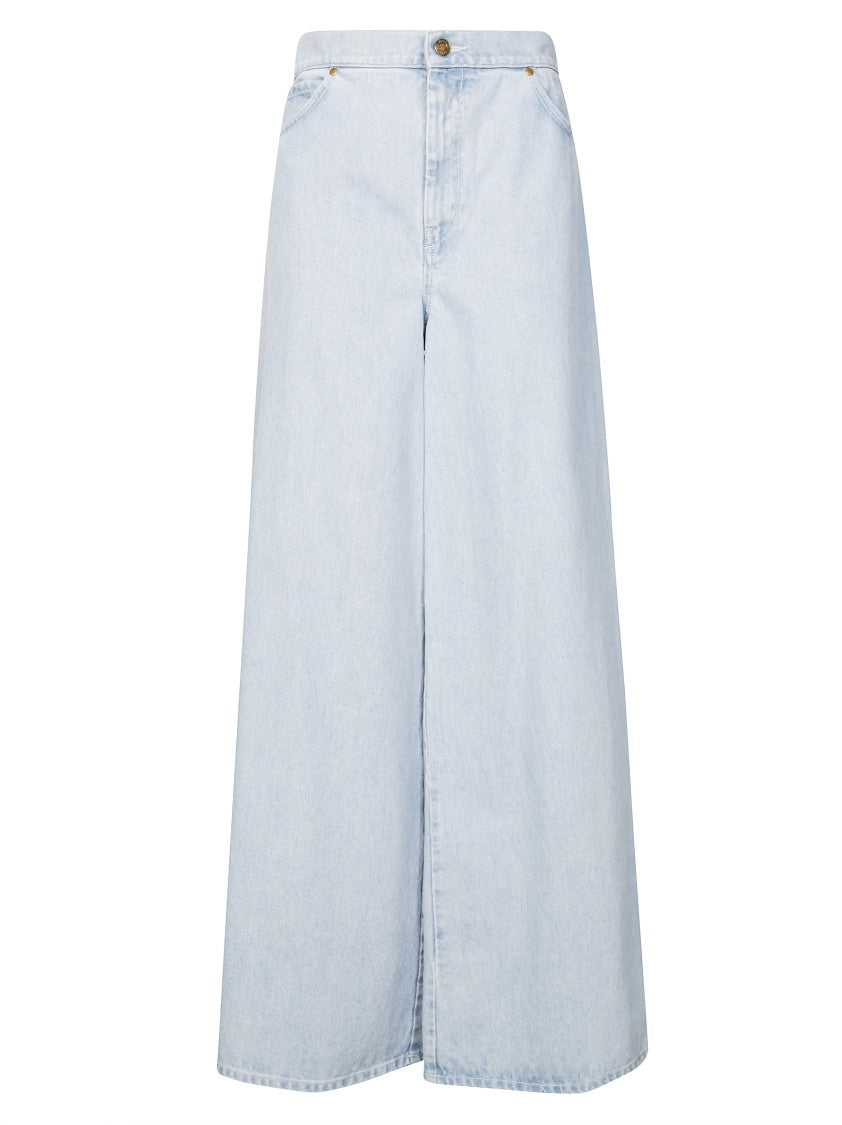 Max Mara Light Wash Denim Palazzo Jeans With High Waist