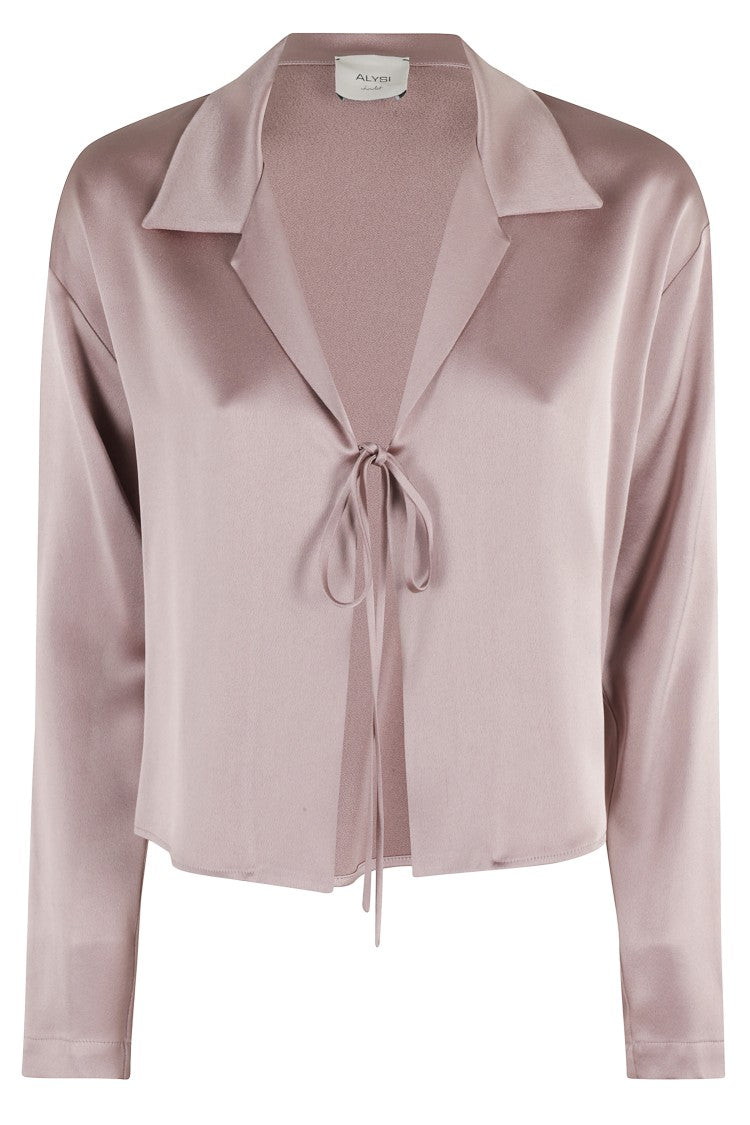 Alysi Liquid Satin Tie-Closure Shirt
