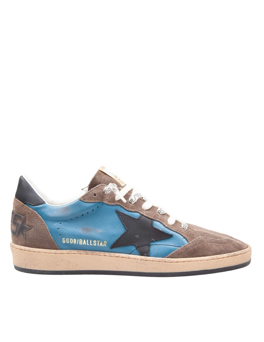 Golden Goose Ballstar Suede Sneakers, Grey And Blue