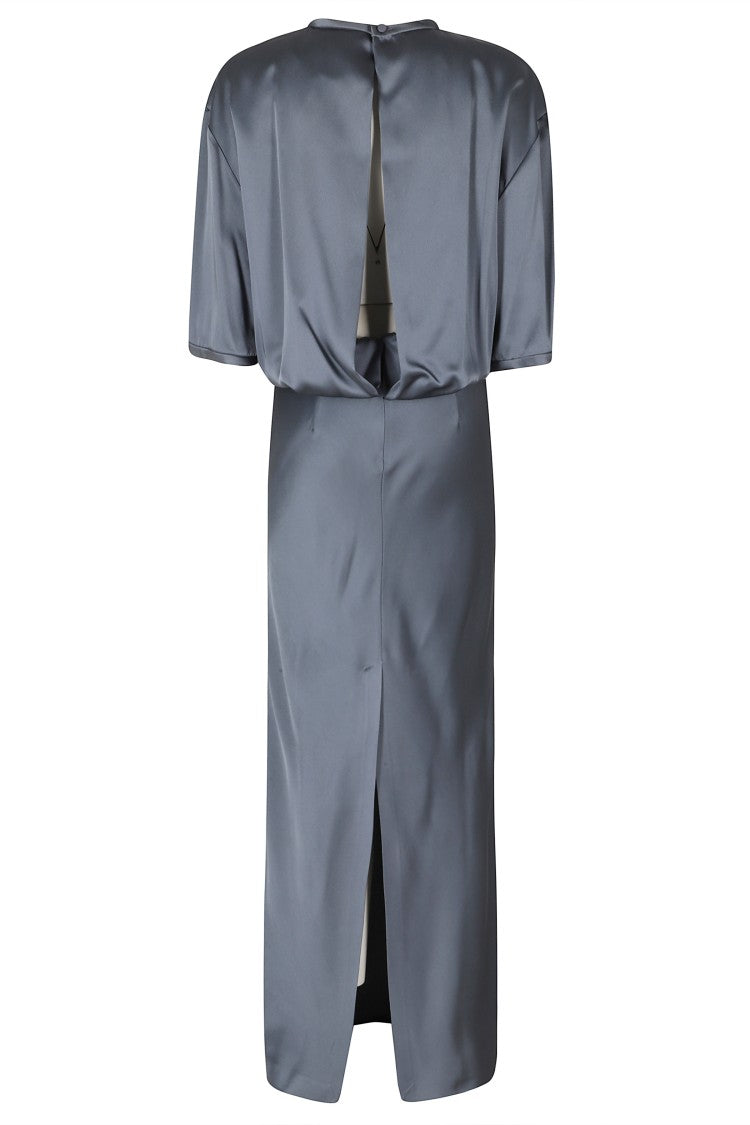 Semi Couture Pewter Karissa Envers Satin Midi Dress