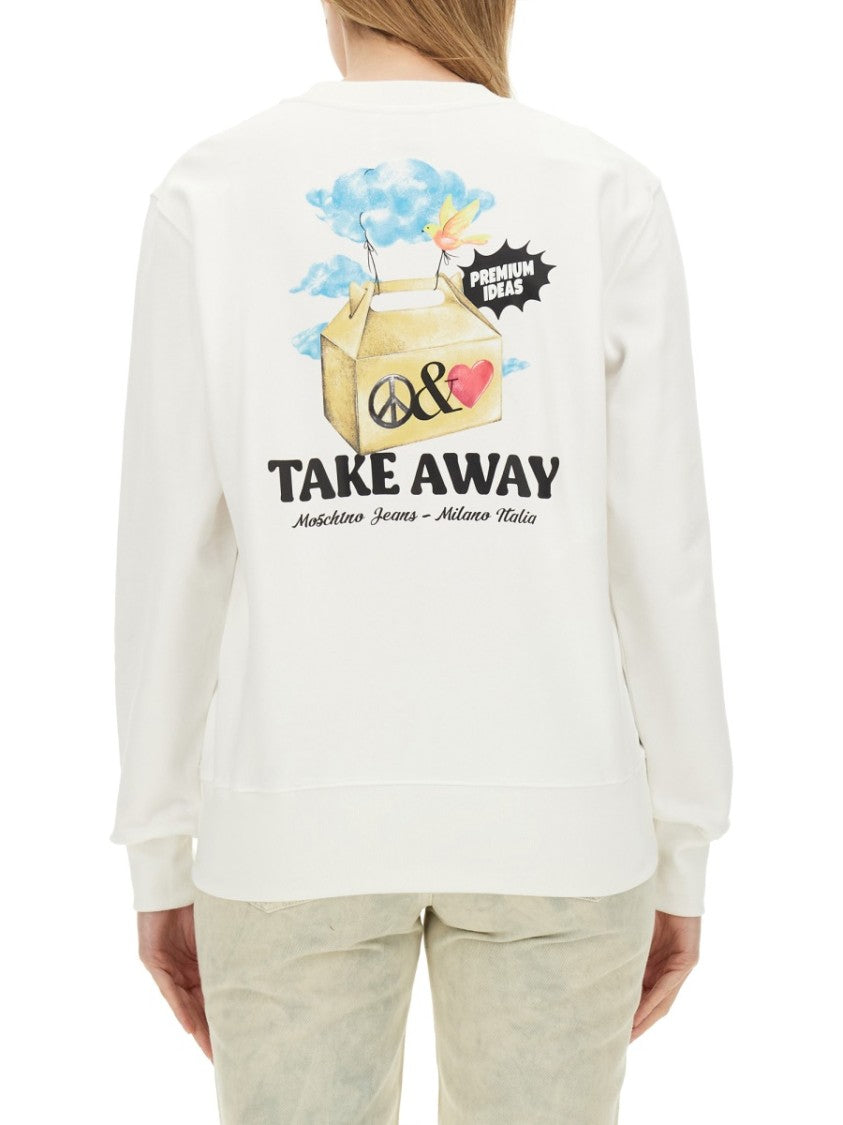 Moschino White Sweatshirt With Eye-Catching Logo Design