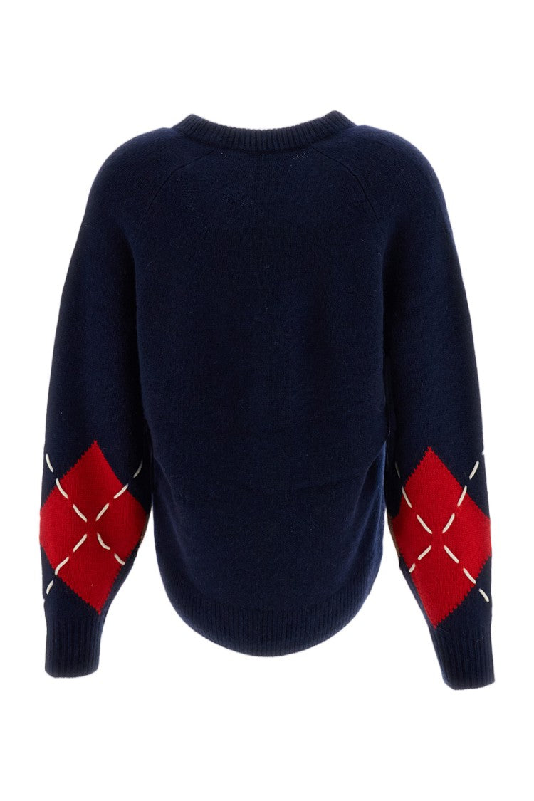 Arch4 Blue Sloane Argyle Cashmere Crewneck Sweater