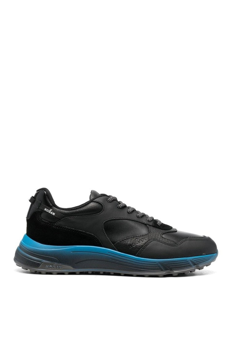 Hogan Black Hyperlight Contrast Midsole Leather-Blend Sneakers