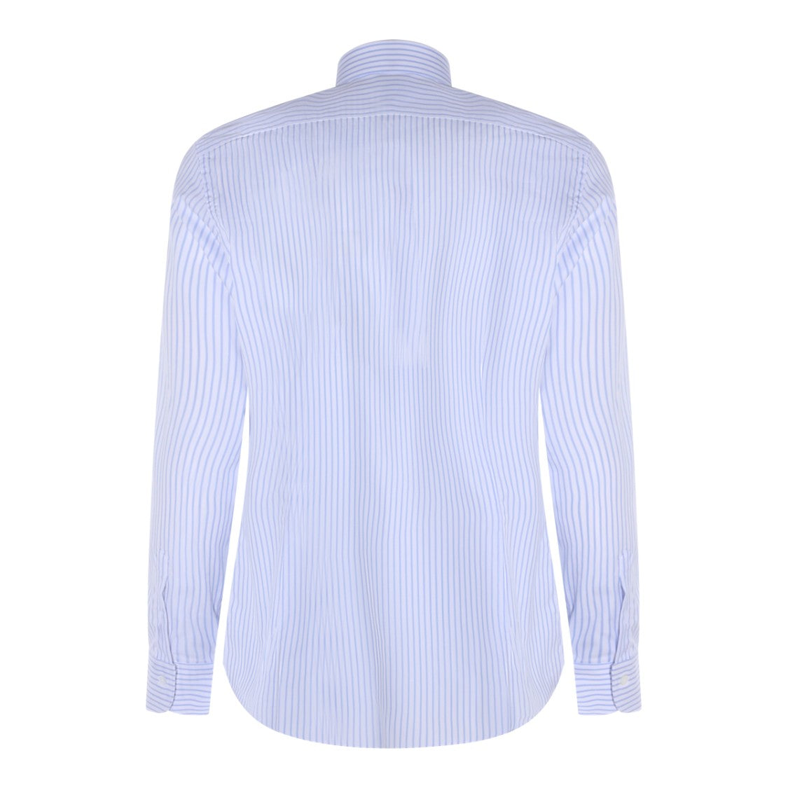Mazzarelli Long-Sleeve Light Blue Striped Shirt With Button-Down Front