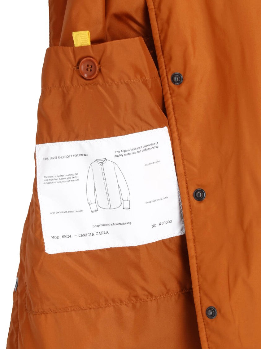 Aspesi Orange Button-Up Technical Fabric Jacket