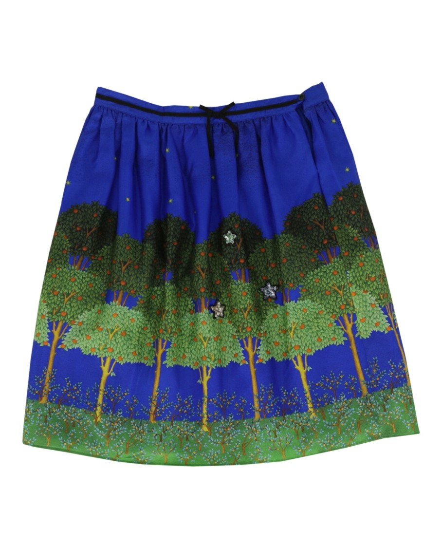 Gucci Embroidered Silk Skirt