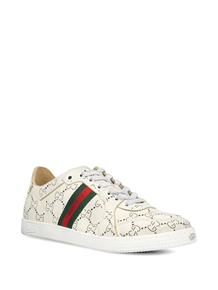 Gucci White Coda Low Top Perforated Sneakers