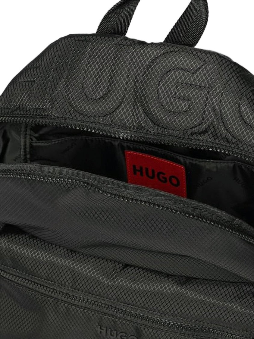 Hugo Boss Textured Polyester Backpack With Rounded Top