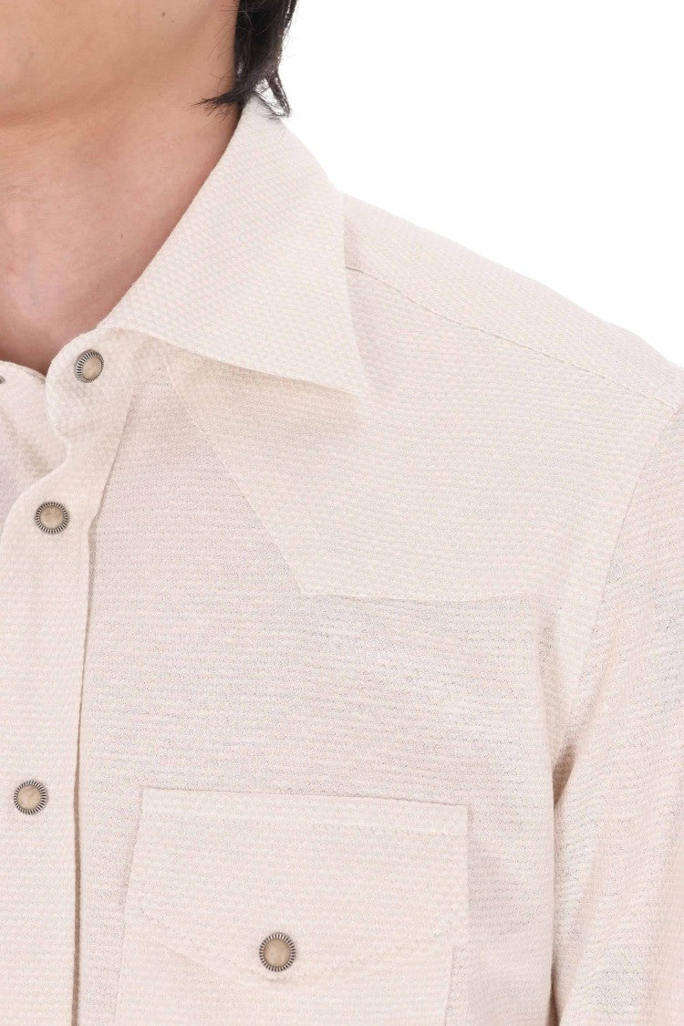 Eleventy Sabbia Textured Cotton-Linen Texas Shirt