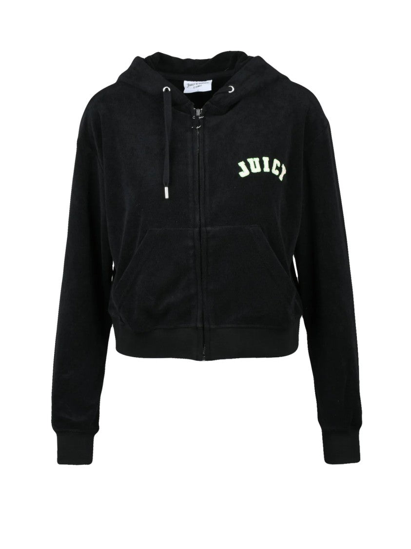 Juicy Couture Black Cropped Sponge Hoodie