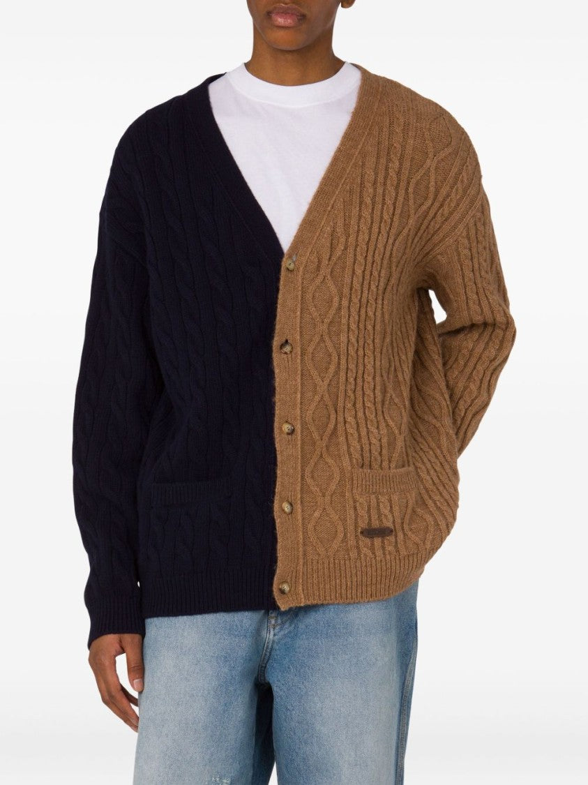 Moschino Two-Tone Cable Knit Cardigan