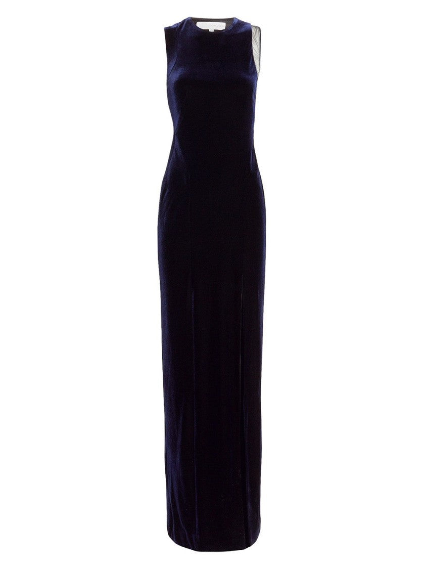 Galvan Sheer Panel Velvet Crescent Dress
