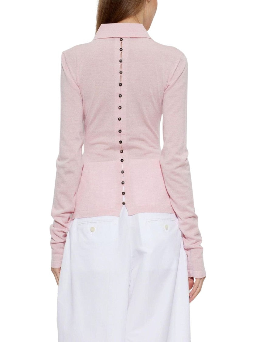 Jacquemus Merino Wool Long-Sleeve Button-Placket Polo Shirt