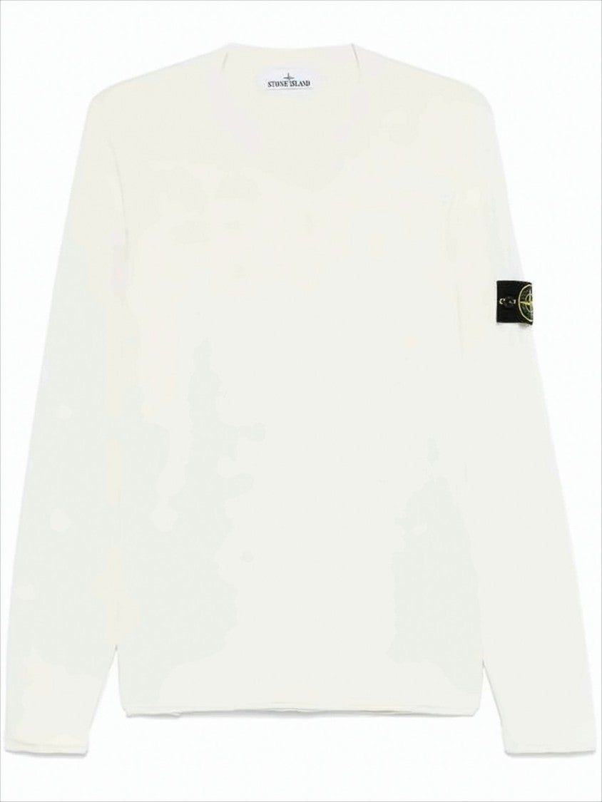 Stone Island Long-Sleeved White Sweater