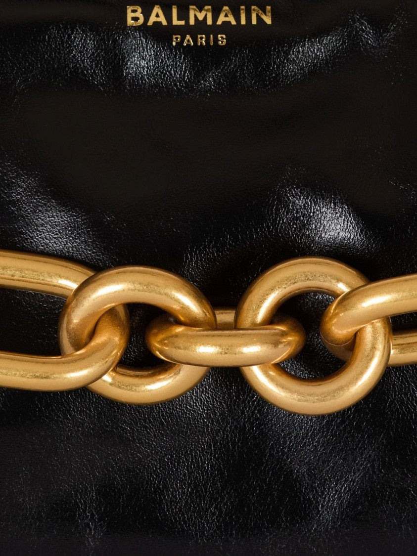 Balmain Oversized Gold Chain Black Handbag