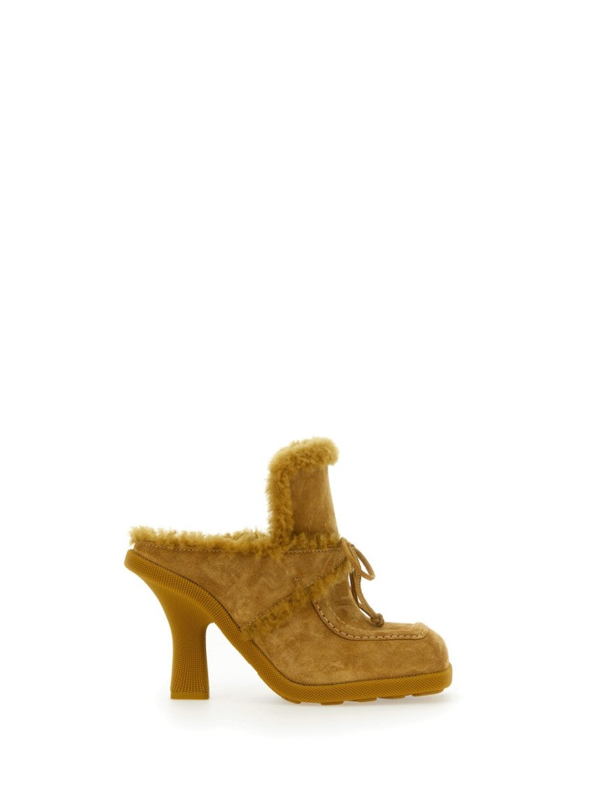 Burberry High Heel Calf Suede Mules