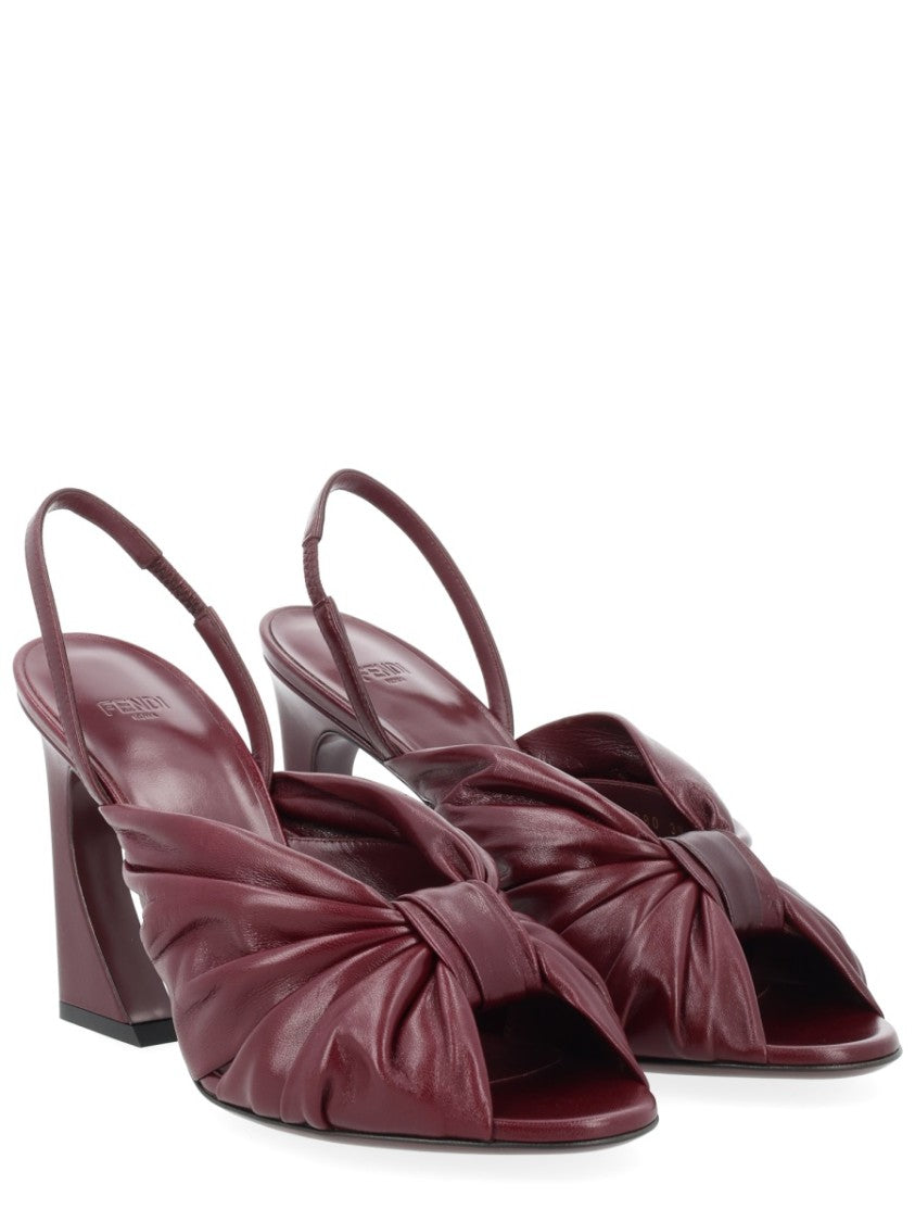 Fendi Arco Knotted Leather Slingback Pumps