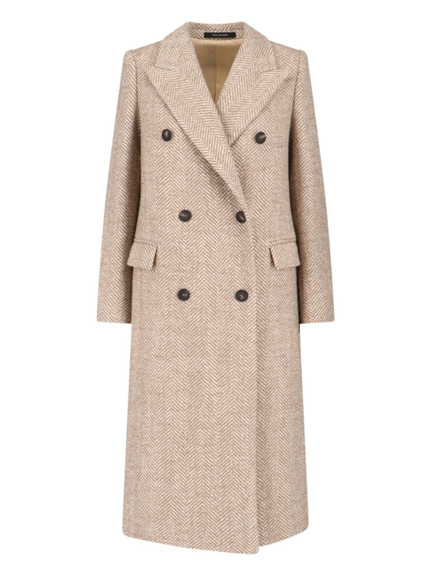Tagliatore Tailored Beige Coat With Lapel Collar And Button Closures