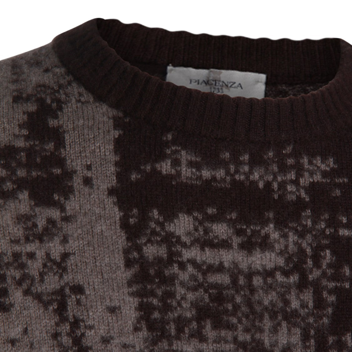 Piacenza Cashmere Textured Knit Sweater With Classic Crew Neckline