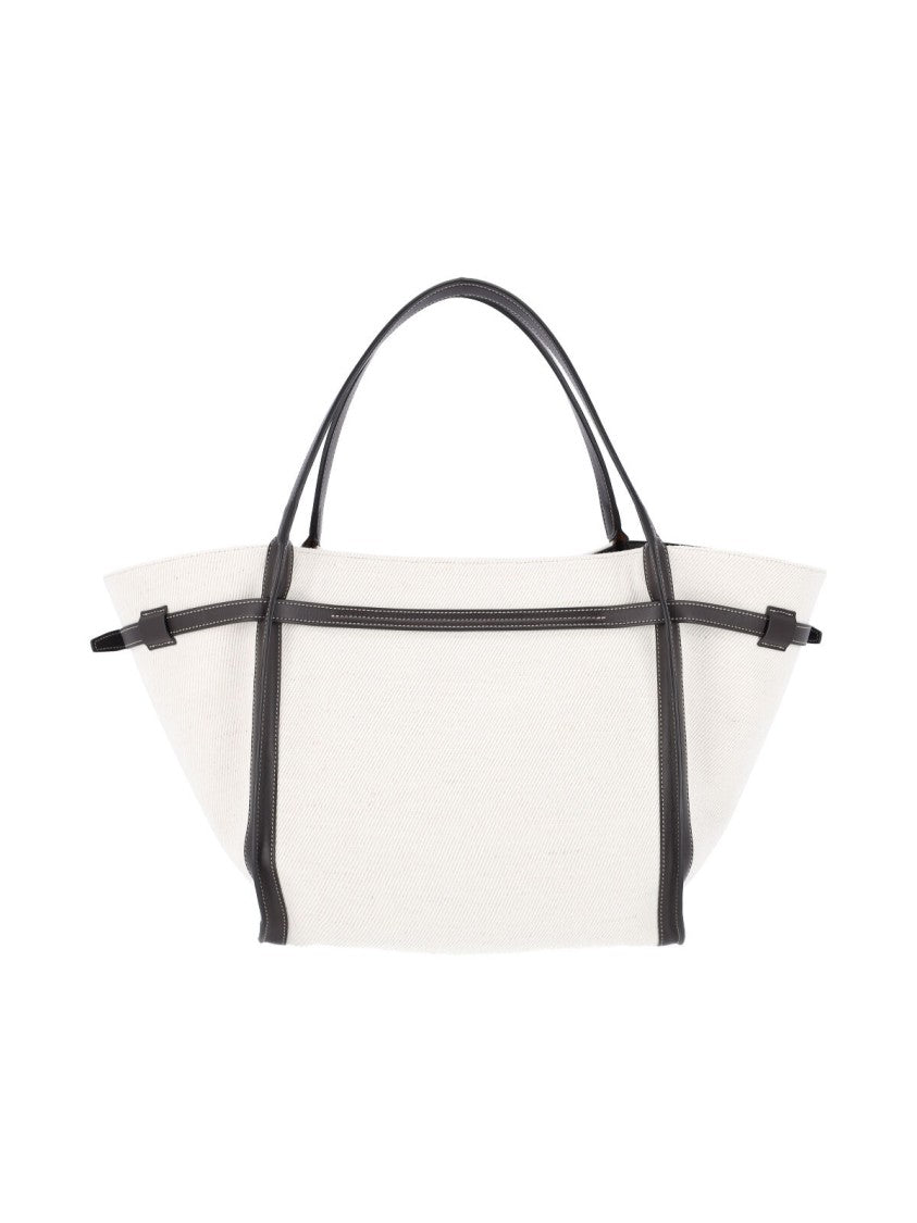 Tod's White Tim Medium Linen Tote Bag