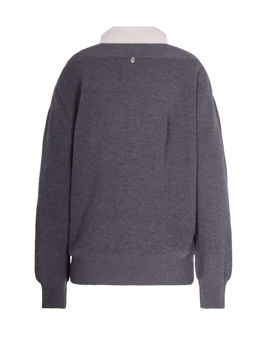 Liu Jo Grey Sweater With Jewel Embroidery