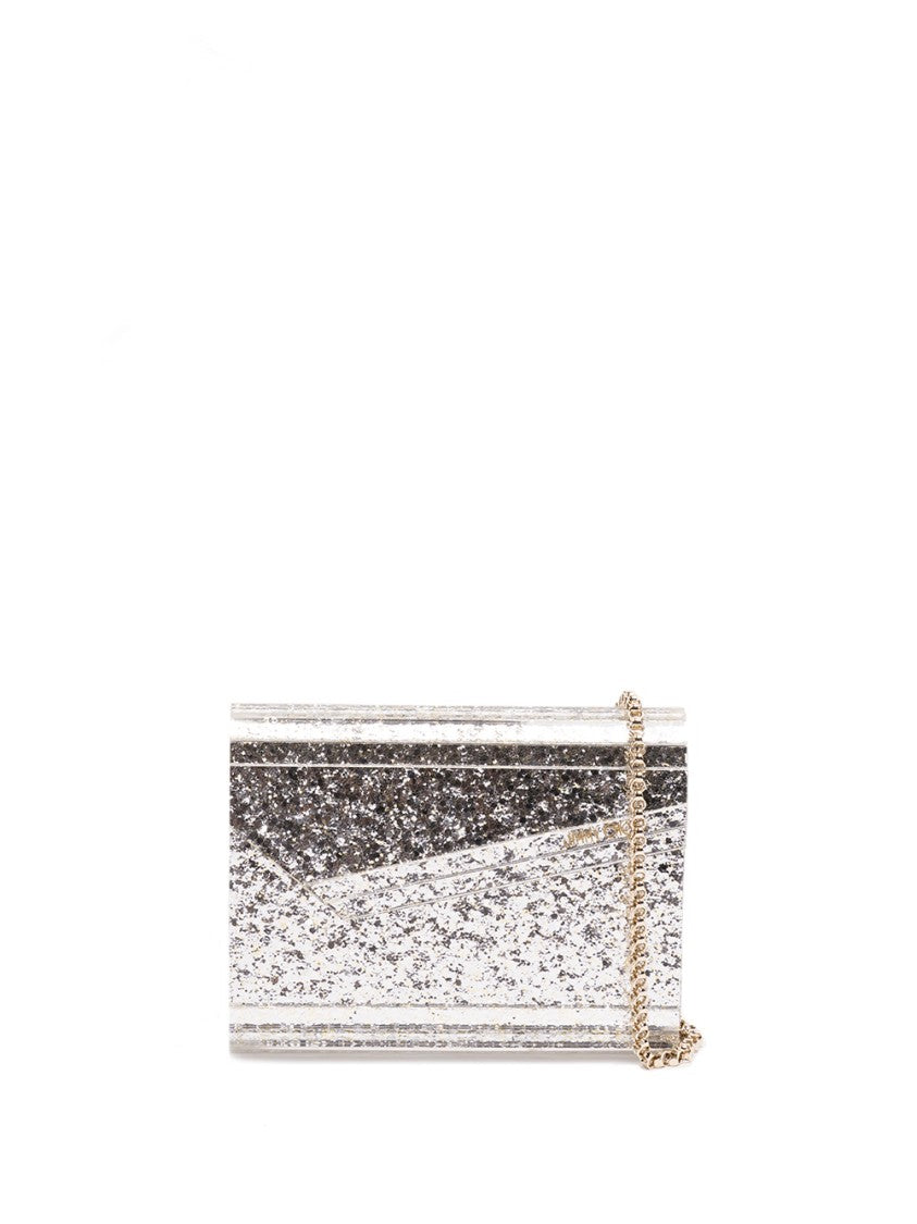 Jimmy Choo Glittering Acrylic Clutch With Gold Chain Strap