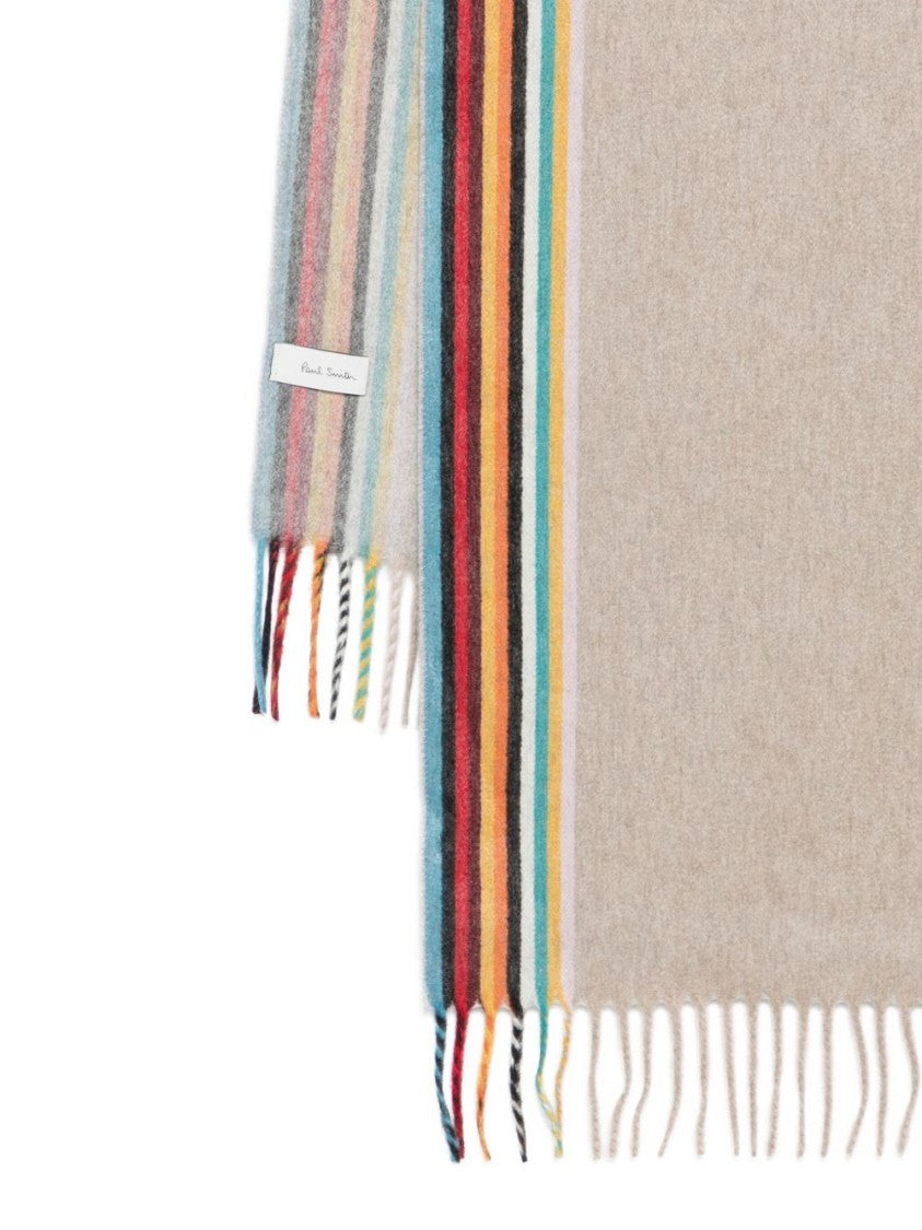 Paul Smith Reversible Cashmere Scarf With Multicolored Stripe Detail