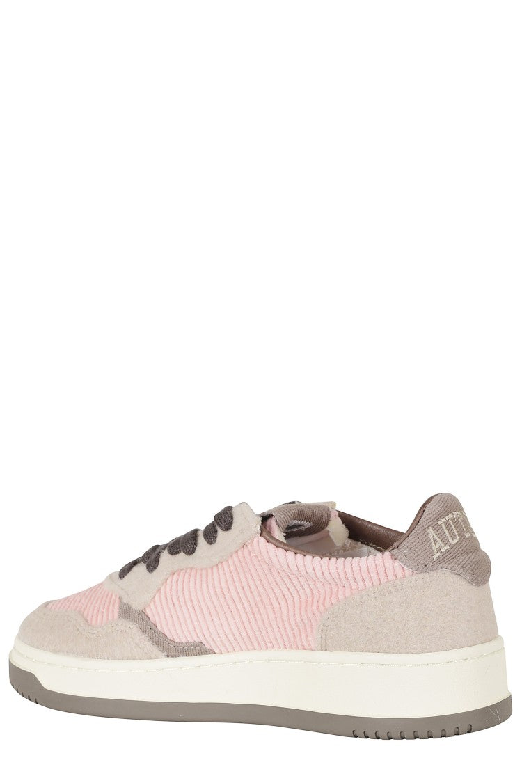 Autry Pink And Chocolate Medalist Low Suede Sneakers