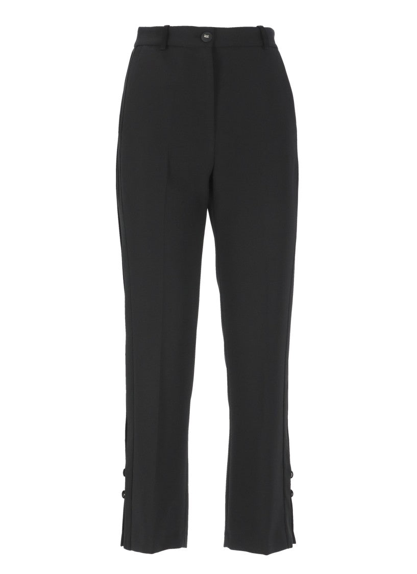 Elisabetta Franchi Black Crêpe Pants With Tailored Silhouette