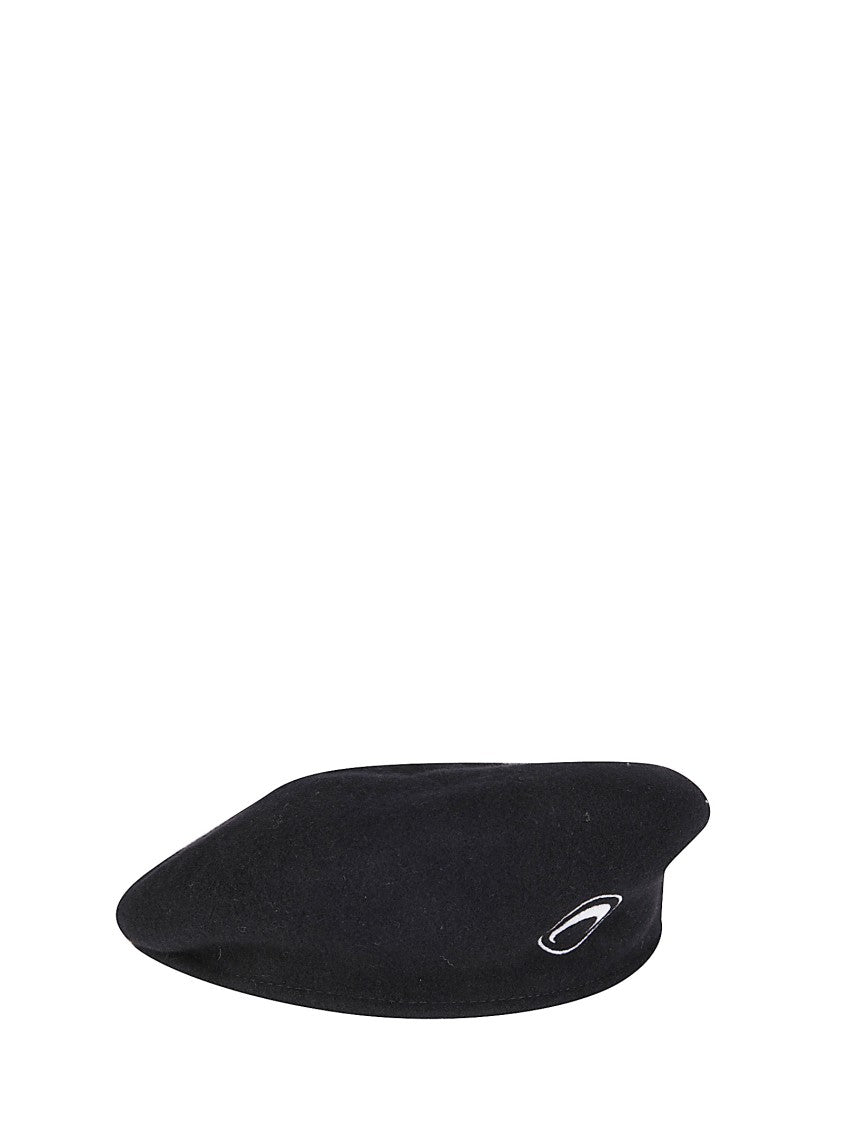 Marine Serre Felted Wool Beret With Embroidered Logo Detail